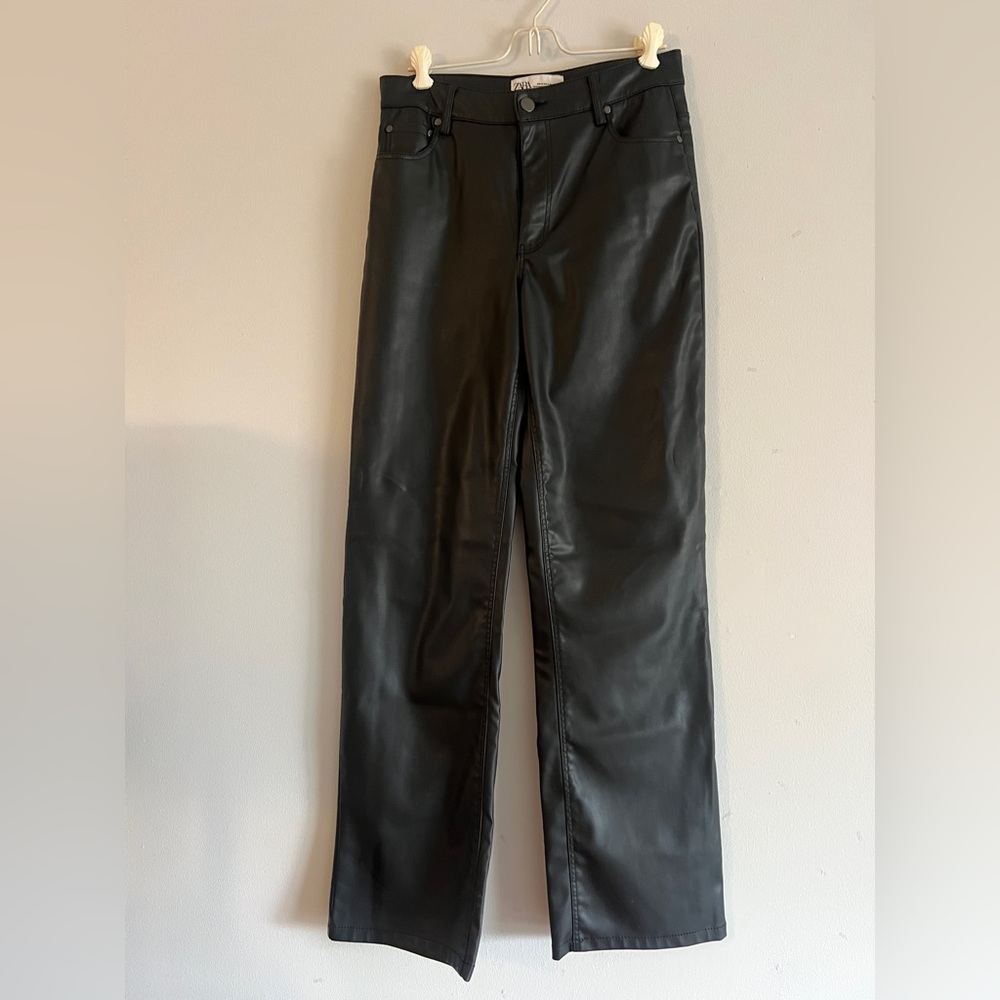 Zara Black Faux Leather Pants